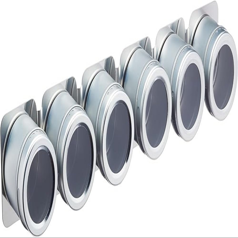 KitchenCraft 6-Piece Master Class Magnetic Spice Rack, Stainless-Steel, Silver, 9 x 12 x 16 cm