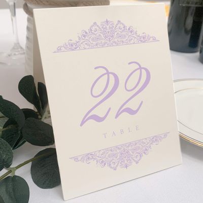Paisley Wedding Table Numbers (Select Color/Quantity), Champagne, Lavender, 1-75, Double Sided, Tent or Use in a Stand, Great for Parties & Restaurants - Made in the USA