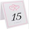 Linked Hearts and Border Wedding Table Numbers (Select Color/Quantity), White, Pink, 1-75, Double Sided, Tent or Use in a Stand, Great for Parties & Restaurants view 2