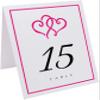 Linked Hearts and Border Wedding Table Numbers (Select Color/Quantity), White, Fuschia, 1-55, Double Sided, Tent or Use in a Stand, Great for Parties & Restaurants view 2
