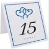 Linked Hearts and Border Wedding Table Numbers (Select Color/Quantity), White, Royal Blue, 1-65, Double Sided, Tent or Use in a Stand, Great for Parties & Restaurants view 2