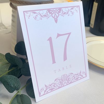 Scottish Thistle Wedding Table Numbers (Select Color/Quantity), White, Lavender, 1-60, Double Sided, Tent or Use in a Stand, Great for Parties & Restaurants