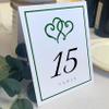 Linked Hearts and Border Wedding Table Numbers (Select Color/Quantity), White, Hunter Green, 1-70, Double Sided, Tent or Use in a Stand, Great for Parties & Restaurants view 1