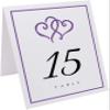 Linked Hearts and Border Wedding Table Numbers (Select Color/Quantity), White, Purple, 1-70, Double Sided, Tent or Use in a Stand, Great for Parties & Restaurants view 2