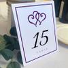 Linked Hearts and Border Wedding Table Numbers (Select Color/Quantity), White, Eggplant, 1-60, Double Sided, Tent or Use in a Stand, Great for Parties & Restaurants view 1