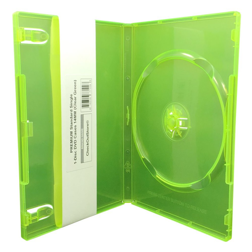 CheckOutStore (6) Premium Standard Single 1-Disc DVD Cases 14mm (Clear Green)