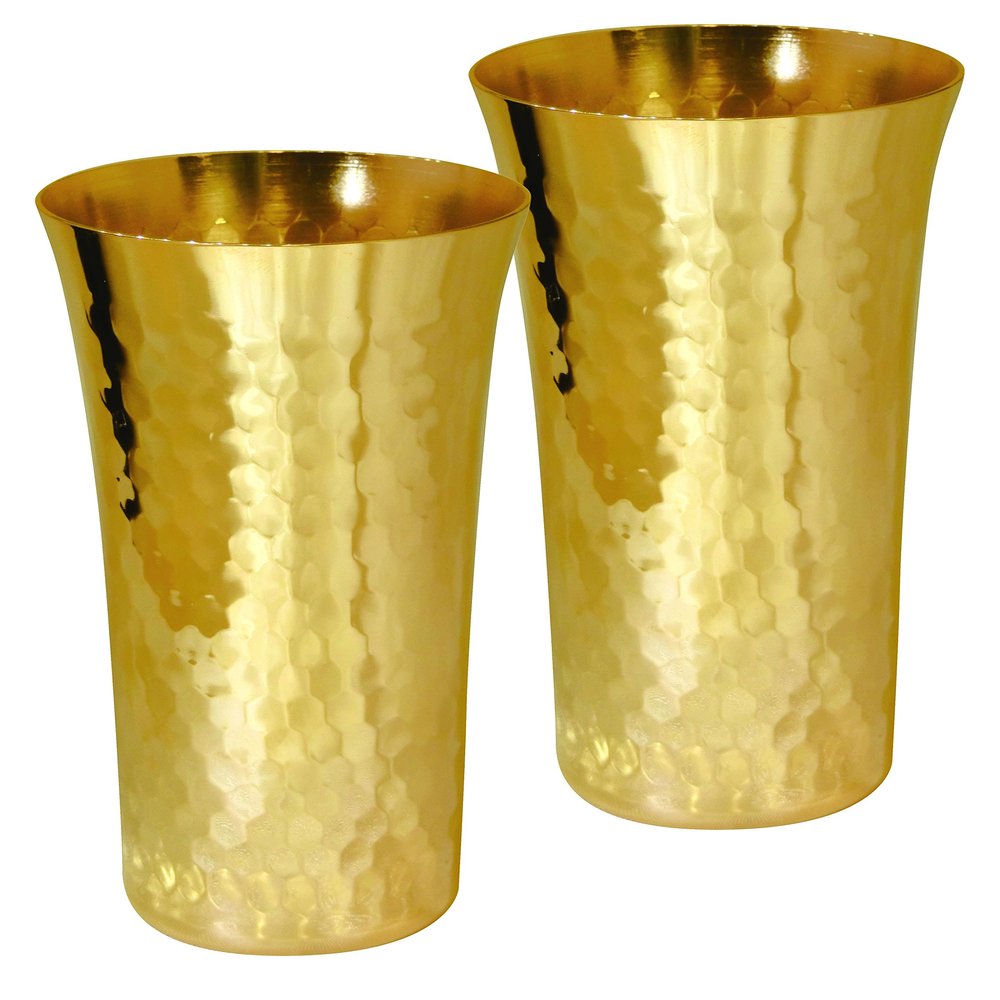 Asahi CNE926G Gold Bite Beer, Set of 2 (Gold Plated) in Wooden Box