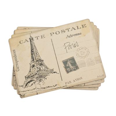 Pimpernel Postcard Sketches Collection Placemats | Set of 4 | Heat Resistant Mats | Cork-Backed Board | Hard Placemat Set for Dining Table | Measures 15.7 x 11.7 Multicolor