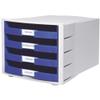 HAN 1011-X-14, Impuls Drawer Set, New! Innovative, Attractive Design of Superior Quality. with Large Inscription Label und 4 Open Drawers, Light-Grey/Blue view 1