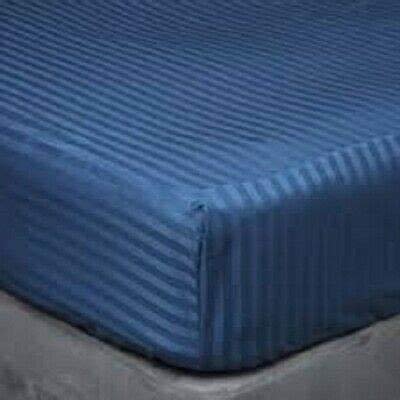 16-20 inches Extra Fit Deep Pocket 400 Thread Count 100% Pima Cotton Hotel Finish Adjustable Room 1-Piece- Fitted- Sheet Both Pattern Solid/Stripe (Queen, Stripe, Royal Blue).