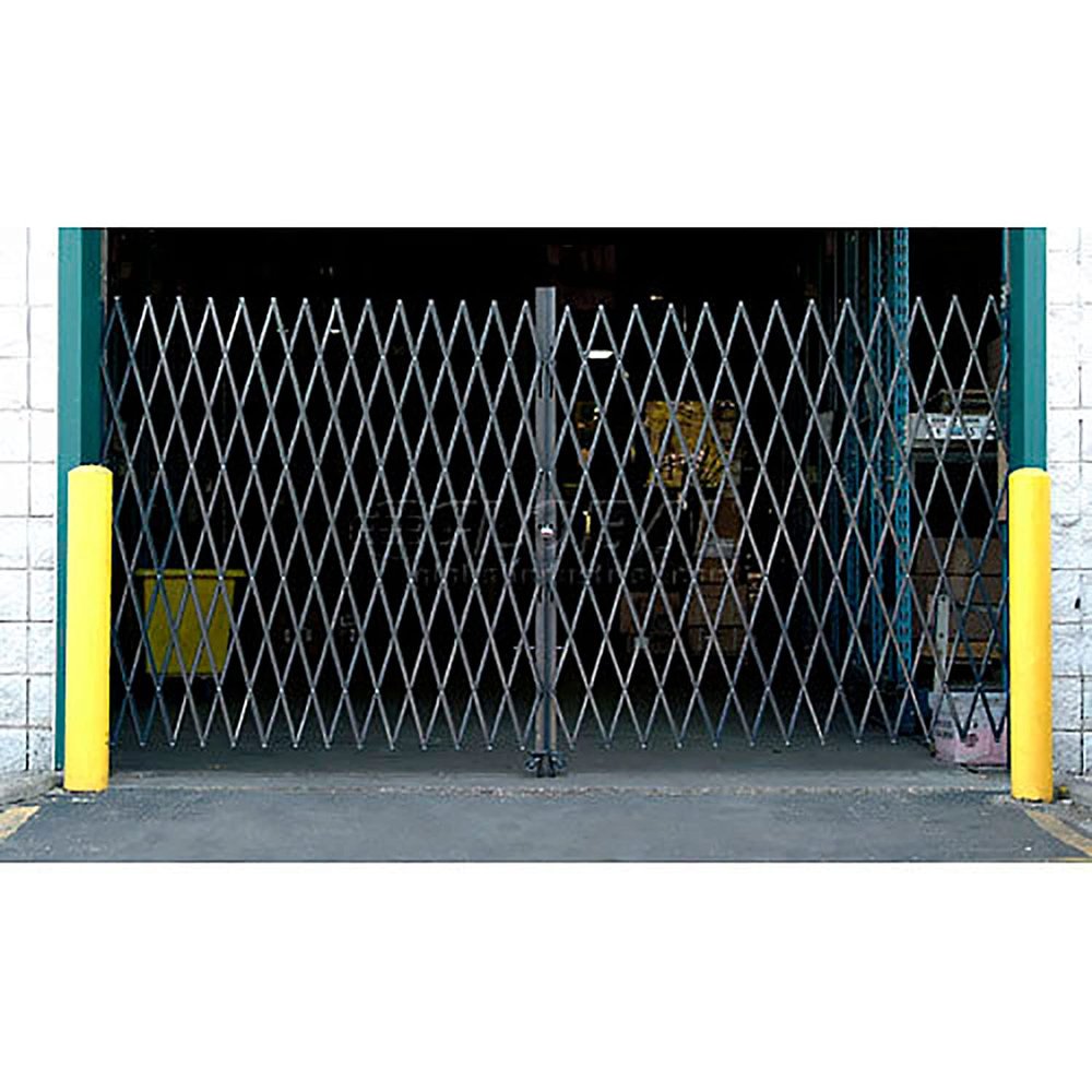 Global Industrial Double Folding Security Gate, 12'W x 8'H Folding Door Gate, Steel Accordion Security Gate, Flexible Expanding Security Gate, 180 Rolling Barricade Gate