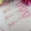 25 Pc Clear Pink Color Baptism Favors with Angels Mini Rosaries Silver Plated Acrylic Beads/Recuerditos De Bautismo/Christening Favors/Decenarios/Decades/Finger Rosaries view 1