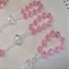 25 Pc Clear Pink Color Baptism Favors with Angels Mini Rosaries Silver Plated Acrylic Beads/Recuerditos De Bautismo/Christening Favors/Decenarios/Decades/Finger Rosaries view 3