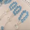 25 Pc Blue Color Baptism Favors with Angels Mini Rosaries Blue Plated Acrylic Beads/Recuerditos De Bautismo/Christening Favors/Decenarios/Decades/Finger Rosaries view 4