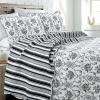 Cozy Line Home Fashions French Medallion Black White Grey Rose Flower Pattern Printed 100% Cotton Bedding Quilt Set Reversible Coverlet Bedspread (Black White, Queen - 3 Piece) view 1