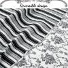 Cozy Line Home Fashions French Medallion Black White Grey Rose Flower Pattern Printed 100% Cotton Bedding Quilt Set Reversible Coverlet Bedspread (Black White, Queen - 3 Piece) view 3