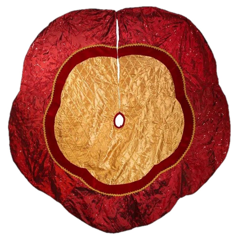 Kurt Adler 72" Red and Gold Criss-Cross Scallop Tree Skirt