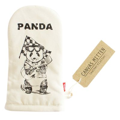 Sunbelm K58800 Kitchen Fab Nickot Canvas Mitten, Panda, White, Size: Approx. W 5.5 x D 0.8 x H 10.0 inches (14 x 2 x 25.5 cm) (not Including Hanging String)