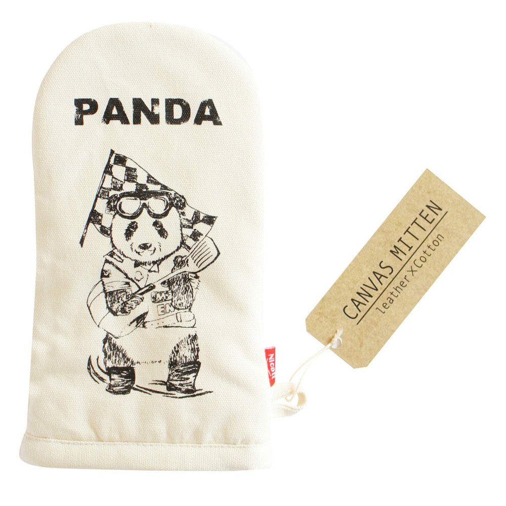 Sunbelm K58800 Kitchen Fab Nickot Canvas Mitten, Panda, White, Size: Approx. W 5.5 x D 0.8 x H 10.0 inches (14 x 2 x 25.5 cm) (not Including Hanging String)
