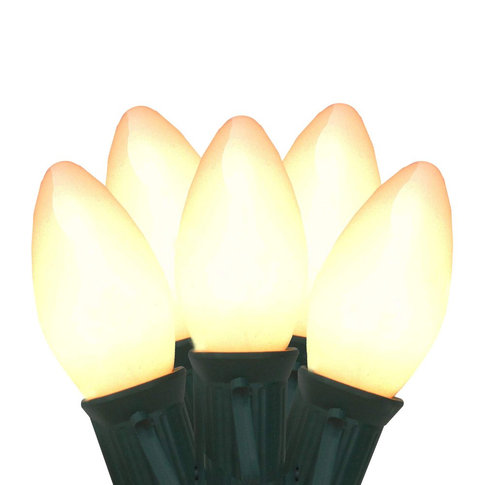 25-Count Clear and White Opaque C9 Christmas Light Set, 24ft Green Wire
