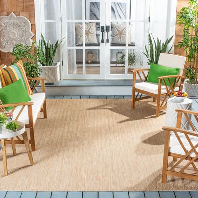 SAFAVIEH Washable Rug Outdoor Courtyard Collection - 8' x 11', Natural & Cream, Non-Shedding & Easy Cleaning, Ideal for Patio, Backyard, Mudroom (CY8022-03012)
