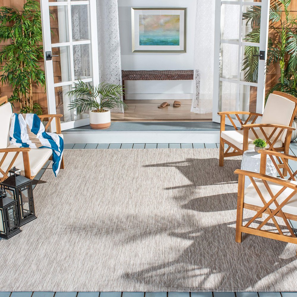 SAFAVIEH Washable Rug Outdoor Courtyard Collection - 9' x 12', Beige & Beige, Non-Shedding & Easy Cleaning, Ideal for Patio, Backyard, Mudroom (CY8522-36311)