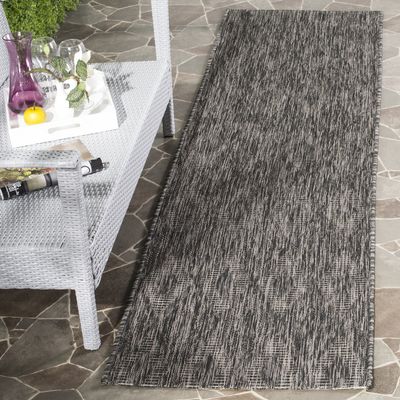 SAFAVIEH Washable Rug Outdoor Courtyard Collection - 2'3" x 8' Runner, Black, Non-Shedding & Easy Cleaning, Ideal for Patio, Entryway, Mudroom, Hallway, Kitchen (CY8522-36622)