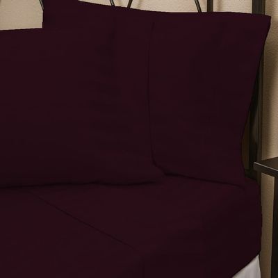 26-30 inches Extra Fit Deep Pocket Hotel Finish Adjustable Room 1-Piece- Fitted- Sheet Both Pattern Solid/Stripe 500 Thread Count 100% Pima Cotton (King, Stripe, Wine).