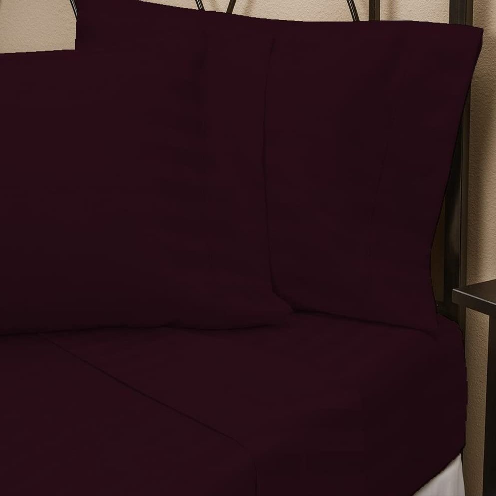 26-30 inches Extra Fit Deep Pocket Hotel Finish Adjustable Room 1-Piece- Fitted- Sheet Both Pattern Solid/Stripe 500 Thread Count 100% Pima Cotton (King, Stripe, Wine).