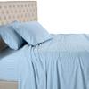 26-30 inches Extra Fit Deep Pocket Hotel Finish Adjustable Room 1-Piece- Fitted- Sheet Both Pattern Solid/Stripe 500 Thread Count 100% Pima Cotton (Full, Stripe, Sky Blue). view 1