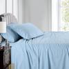 26-30 inches Extra Fit Deep Pocket Hotel Finish Adjustable Room 1-Piece- Fitted- Sheet Both Pattern Solid/Stripe 500 Thread Count 100% Pima Cotton (Full, Stripe, Sky Blue). view 2