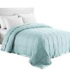 puredown Blankets Queen Size - Soft Lightweight Down Blanket for Bed, Cozy Warm Luxury Bed Blanket with Satin Trim, Blue (90"X90") view 1