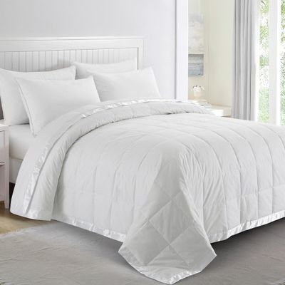 puredown Blankets King Size - Soft Lightweight Down Blanket for Bed, Cozy Warm Luxury Bed Blanket with Satin Trim, White (108"X90")