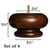 Osborne Replacement Furniture and Sofa Feet (Set of Four), Traditional Wooden Bun Feet, Rubberwood with Walnut Stain, Bolts Attached, Perfect for Chairs, Couches, Ottomans and More view 2