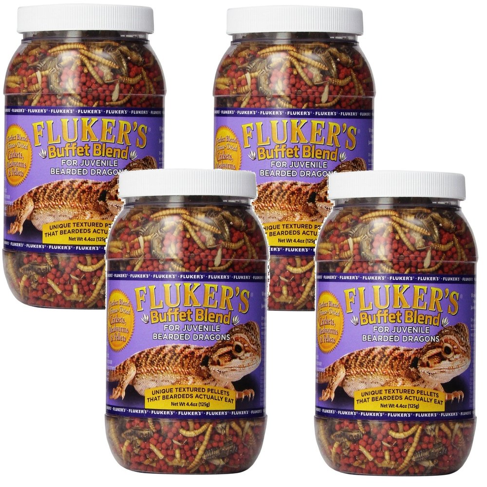 Fluker's Buffet Blend Food for Juvenile Bearded Dragons 4.4 Ounce Jars (4 Pack)
