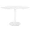 Modway Lippa 48" Mid-Century Modern Dining Table with Oval Top and Pedestal Base in White view 1