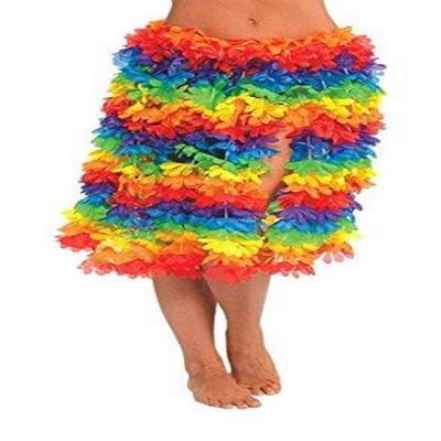 Amscan Hawaiian Floral Hula Skirt with Elastic Waistband (1 Piece), Rainbow, 31" X 28"