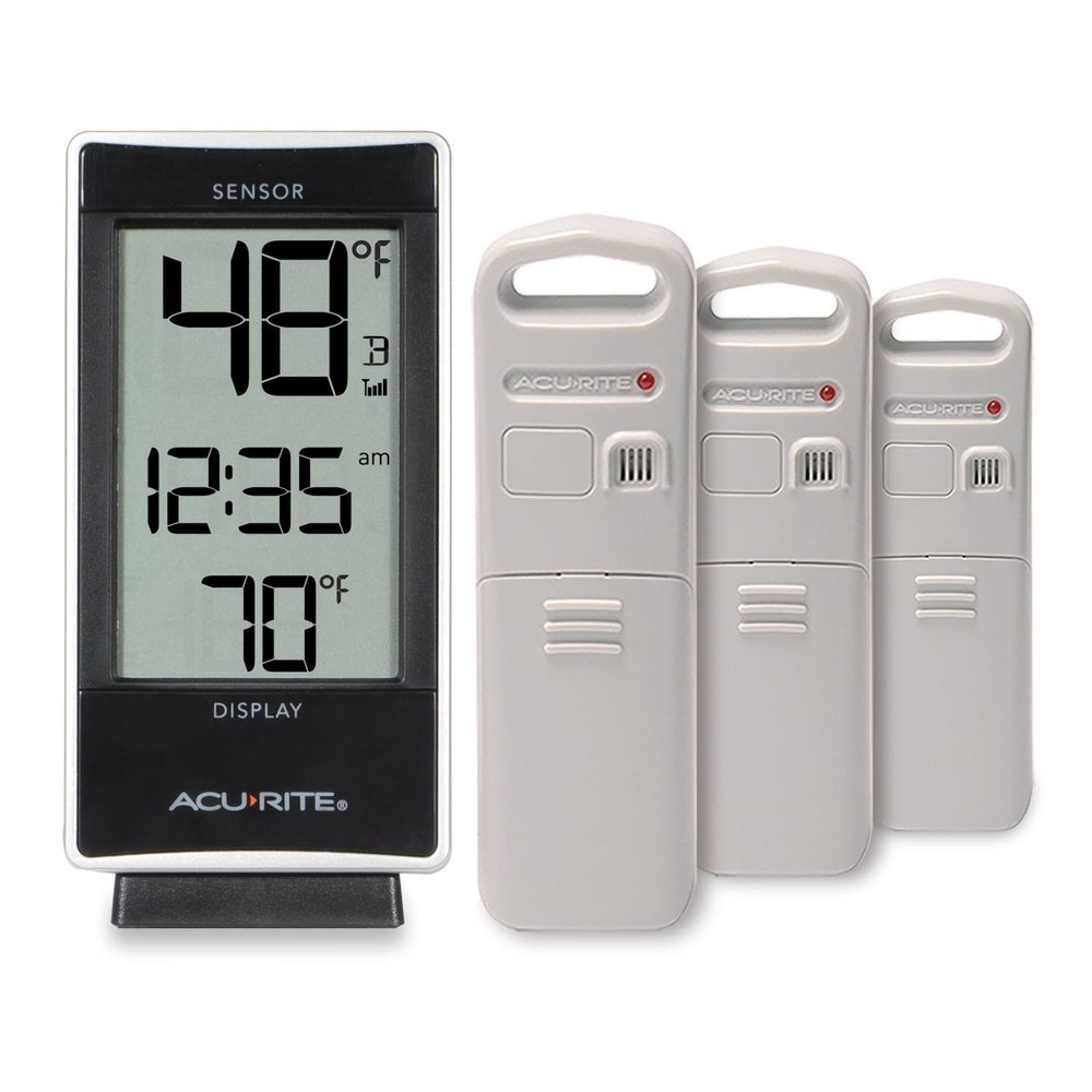 AcuRite 01090M Multi-Sensor Thermometer with 3 Indoor/Outdoor Temperature Sensors