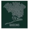 Ork Posters Queens Neighborhoods Map Art Screen Print, Green & Grey, 18" x 24" view 1