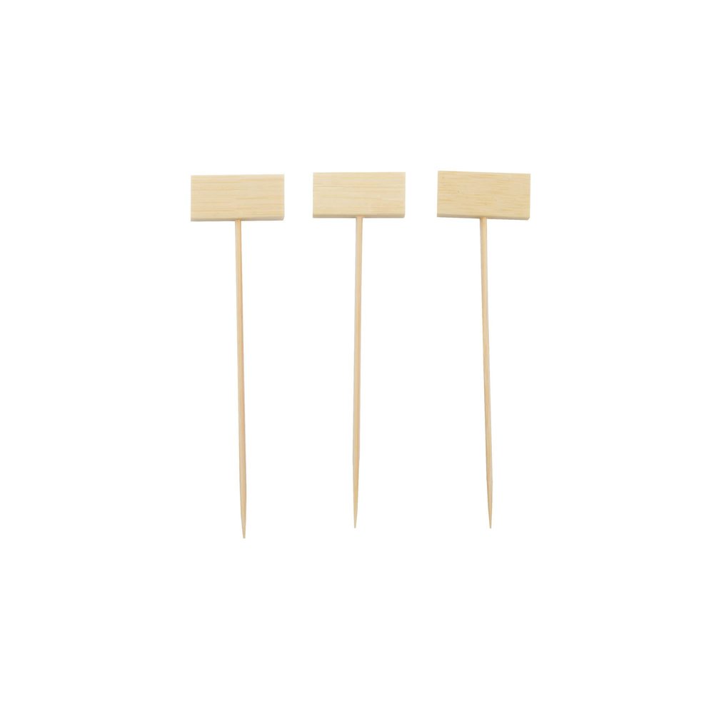 BambooMN 4.5" Decorative Bamboo Small Billboard Cocktail Hors' D'oeuvres Pick Skewer for Events, Restaurants, or Home Party Supplies, 300 Pieces