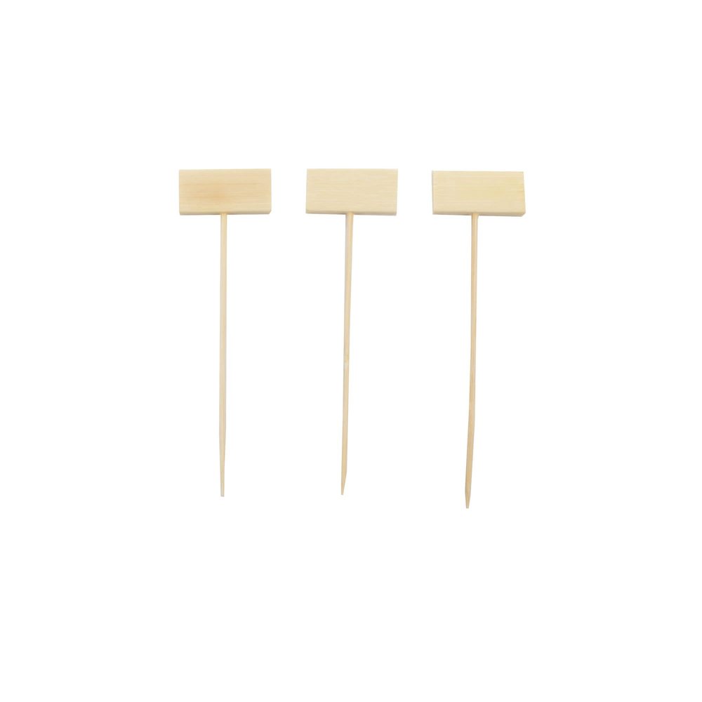 BambooMN 4" Decorative Bamboo Small Billboard Cocktail Hors' D'oeuvres Pick Skewer for Events, Restaurants, or Home Party Supplies, 300 Pieces