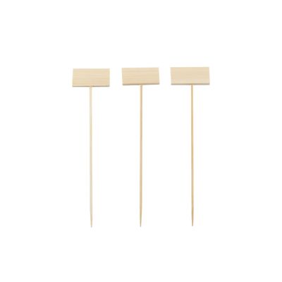BambooMN 5" Decorative Bamboo Small Billboard Cocktail Hors' D'oeuvres Pick Skewer for Events, Restaurants, or Home Party Supplies, 300 Pieces