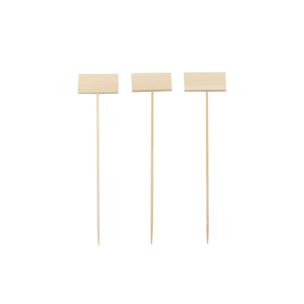 BambooMN 5" Decorative Bamboo Small Billboard Cocktail Hors' D'oeuvres Pick Skewer for Events, Restaurants, or Home Party Supplies, 300 Pieces