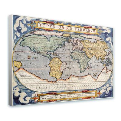 Alonline Art - Antique Old Vintage V3 by World Map | print on canvas | Ready to frame (synthetic, Rolled) | 24"x16" - 61x41cm | Wall art home decor for living room or for nursery | HD oil painting