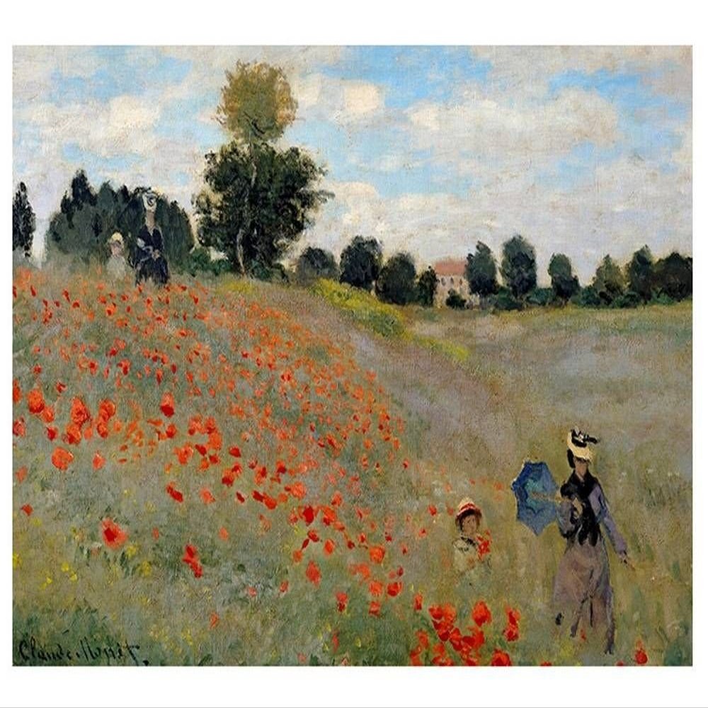 Alonline Art - Wild Poppies by Claude Monet | print on wall sticker vinyl decal (Rolled) | 17"x12" - 44x30cm | Wall art home decor for living room or for living room | artwork HD picture wallpaper