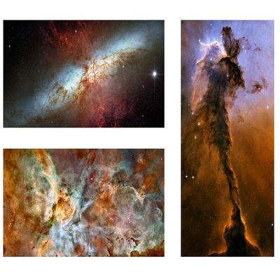Alonline Art - Stars Hubble Nasa Astronomy by Space Galaxy | print on wall sticker vinyl decal (Rolled) | 35"x18" - 89x46cm | Set of 3 Lot | Wall art home decor for bedroom or for home | wallpaper
