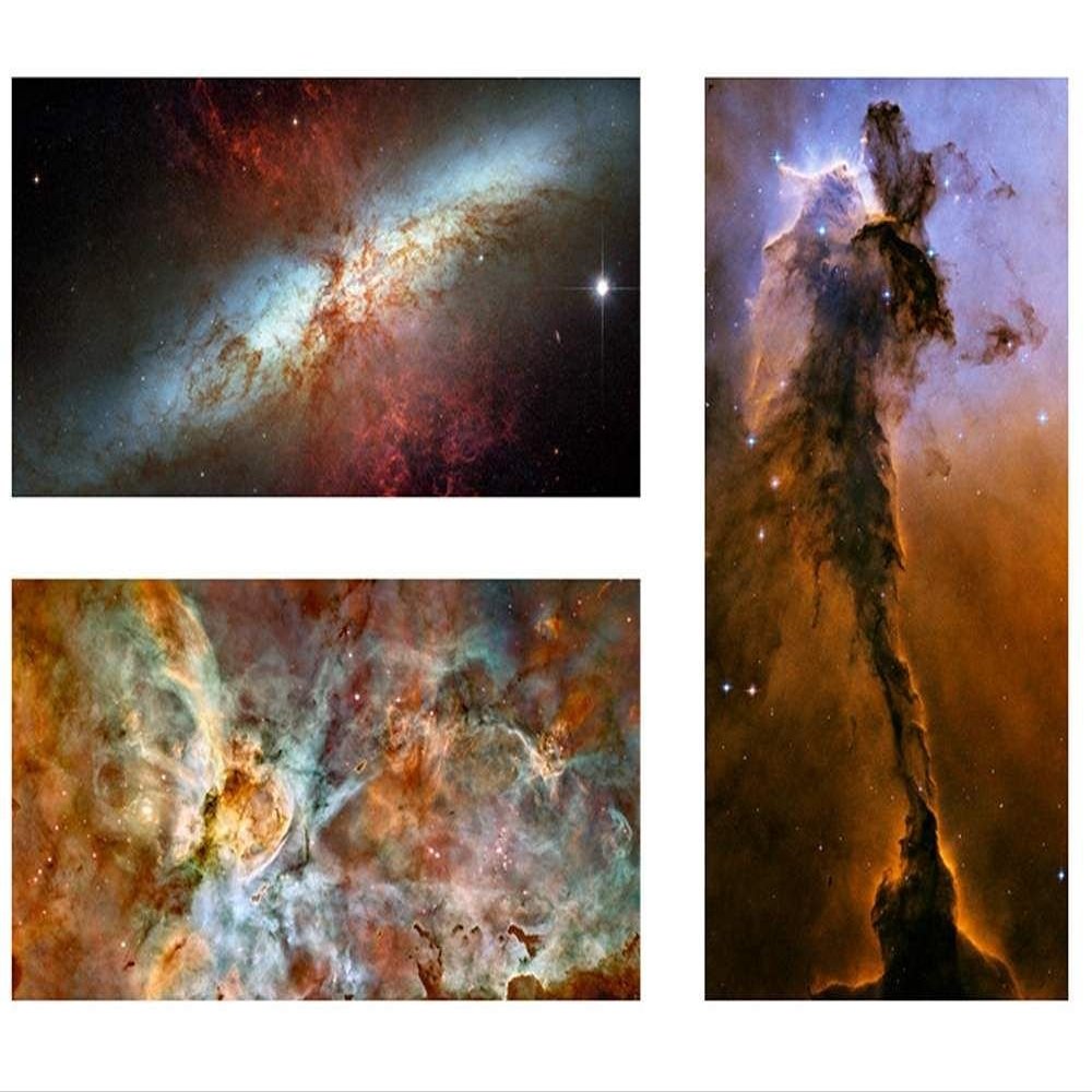 Alonline Art - Stars Hubble Nasa Astronomy by Space Galaxy | print on wall sticker vinyl decal (Rolled) | 35"x18" - 89x46cm | Set of 3 Lot | Wall art home decor for bedroom or for home | wallpaper