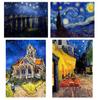 Alonline Art - Starry Night Church Rhone Cafe Set 4 by Vincent Van Gogh | Print on Wall Sticker Vinyl Decal (Rolled) | 21"x16" - 54x41cm | Set of 4 Lot | Wall Art Home Decor for Nursery HD Artwork view 1