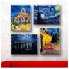 Alonline Art - Starry Night Church Rhone Cafe Set 4 by Vincent Van Gogh | Print on Wall Sticker Vinyl Decal (Rolled) | 21"x16" - 54x41cm | Set of 4 Lot | Wall Art Home Decor for Nursery HD Artwork view 2
