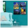 Alonline Art - Starry Night Church Rhone Cafe Set 4 by Vincent Van Gogh | Print on Wall Sticker Vinyl Decal (Rolled) | 21"x16" - 54x41cm | Set of 4 Lot | Wall Art Home Decor for Nursery HD Artwork view 3